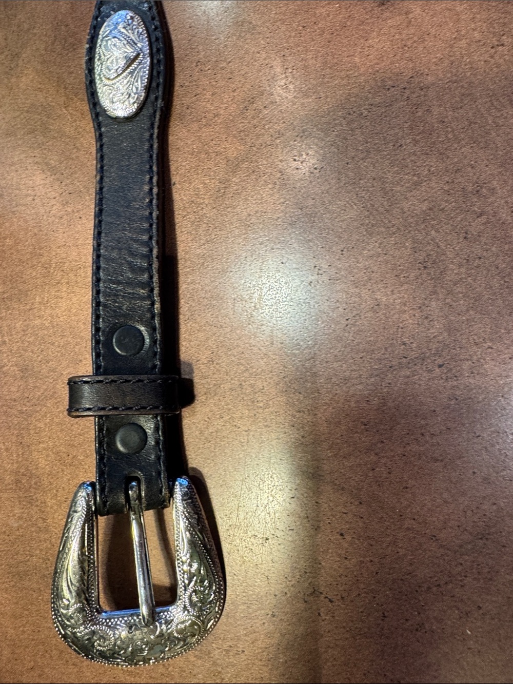 Black Leather Women's Western Concho Belt - Picture 3 of 6